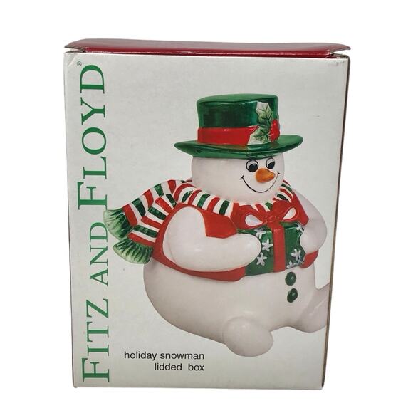 Fitz & Floyd NEW Holiday Snowman Ceramic Lidded Box for Christmas Holidays 2003 - Picture 8 of 10